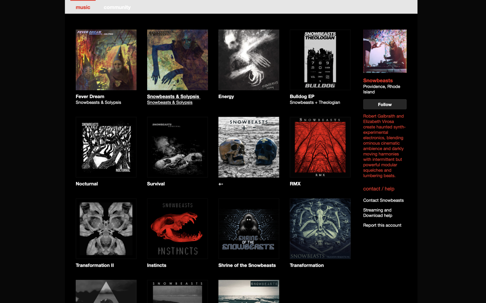 bandcamp artist page
